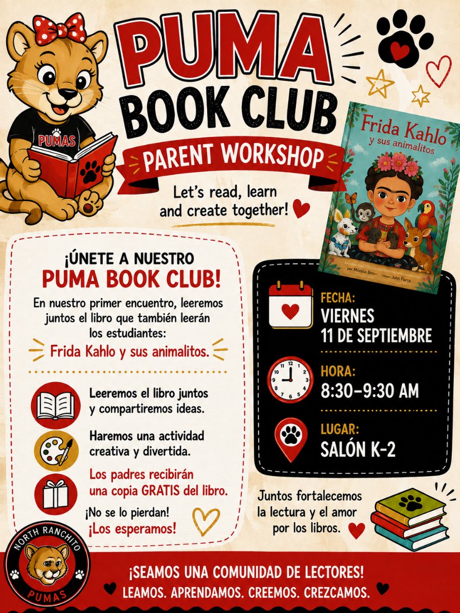 Frida Kahlo Flyer: Parent Workshop on September 11